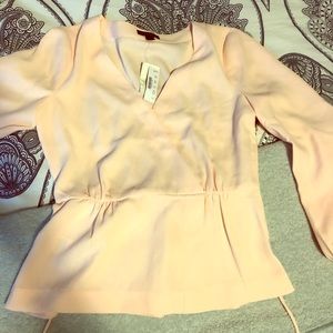 JCrew Drapey Crepe Faux Wrap Top Subtle Pink